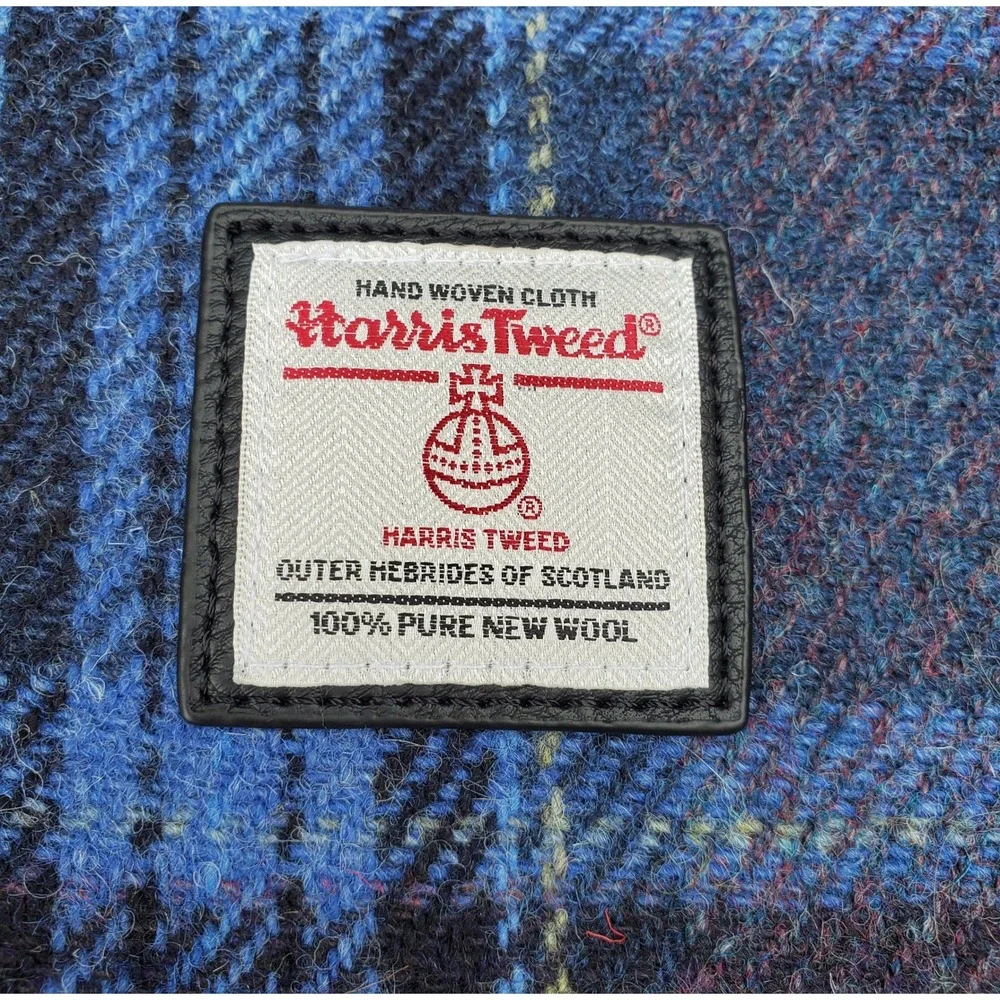 Glen Appin Harris Tweed Blue Plaid Wool Tote Bag Crossbody Handbag Scottish
